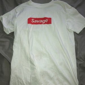 size small white shirt with red